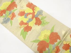 牡丹模様織り出し　袋帯